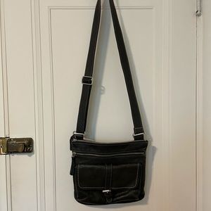 Vintage Roots Leather Buckle Crossbody Bag